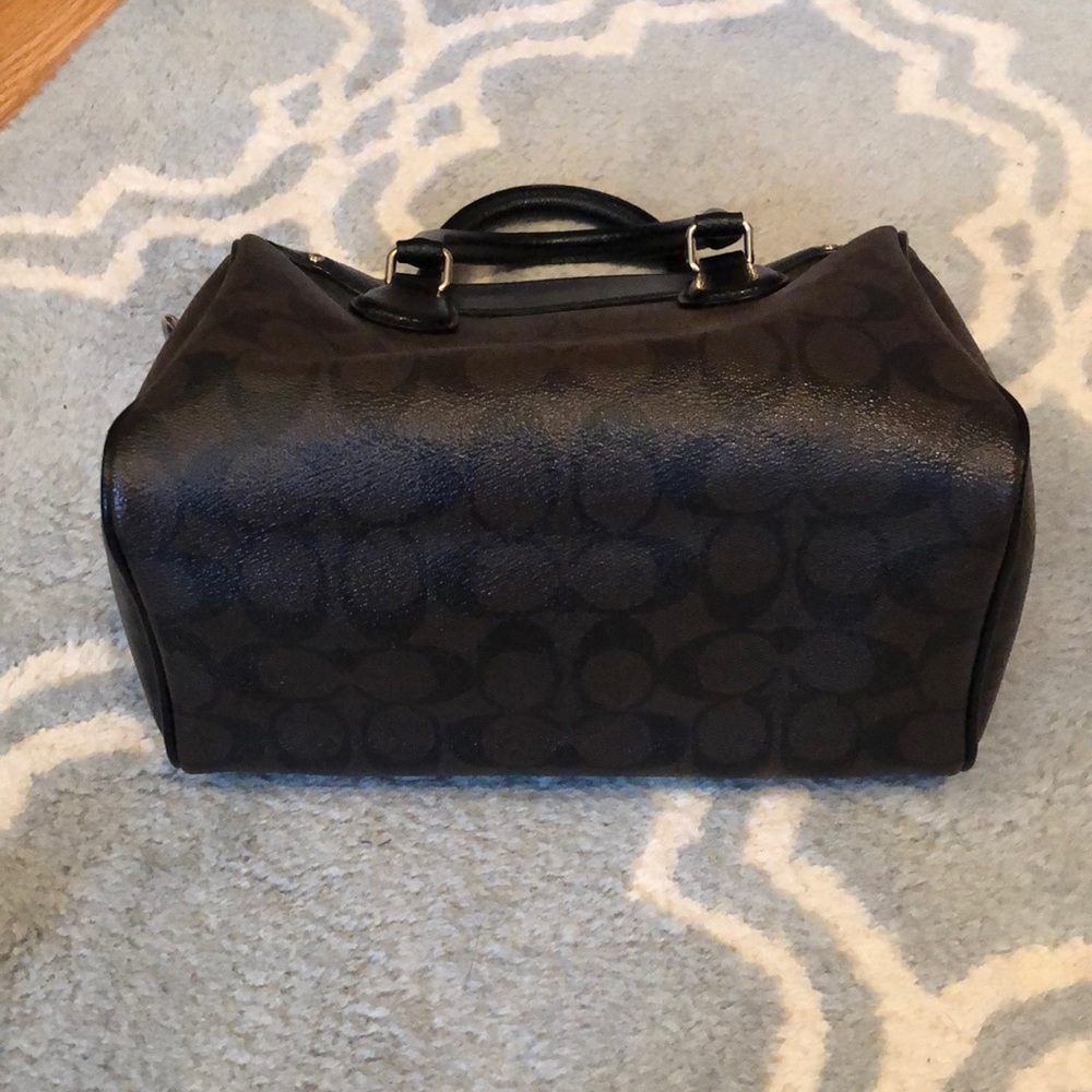 Coach Signature Canvas Satchel in Dark Brown and Black - Picture 3 of 4